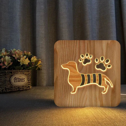 Wooden Dachshund Lamp Warm white The Doxie World