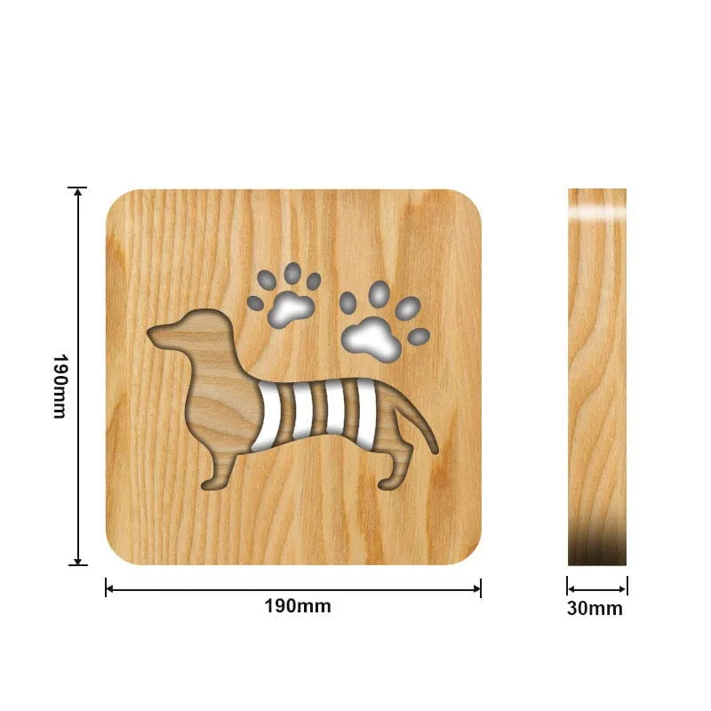 Wooden Dachshund Lamp Warm white The Doxie World