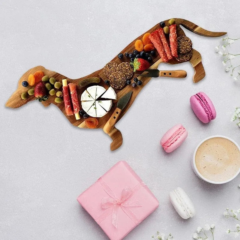 Wooden Dachshund Serving Board Wood / 40x22cm/16”x8.5” The Doxie World